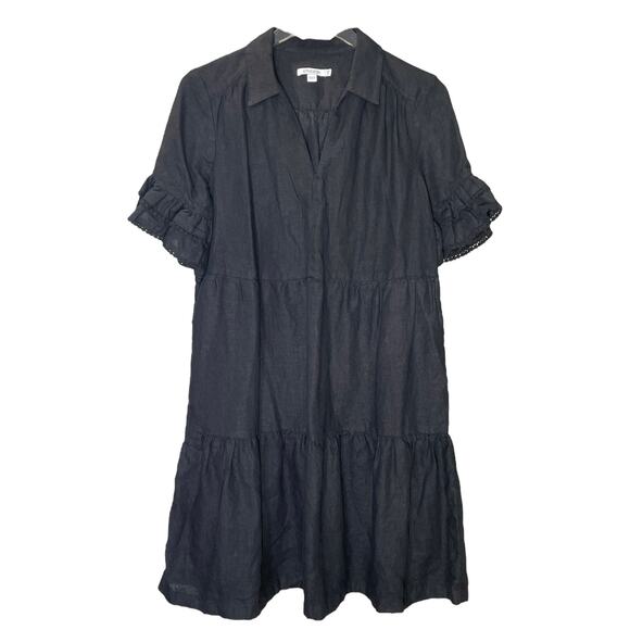 Chico’s 100% Linen Black Ruffle Sleeve Tiered Dress NWOT US 6 - Picture 6 of 6